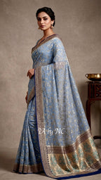 Airforce Banarasi Pure Khaddi Georgette Saree