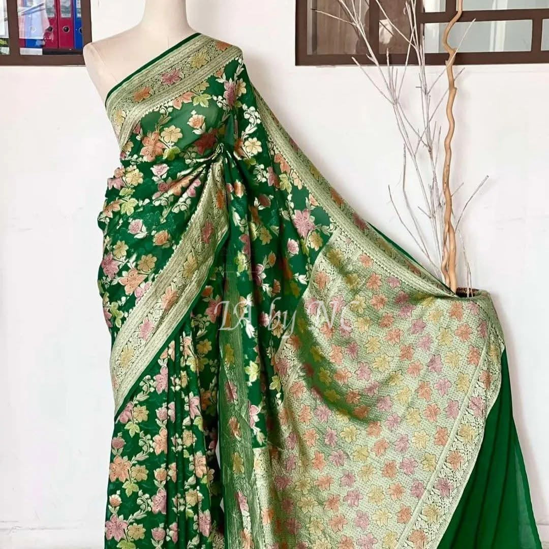 Forest Banarasi Pure Khaddi Georgette Saree