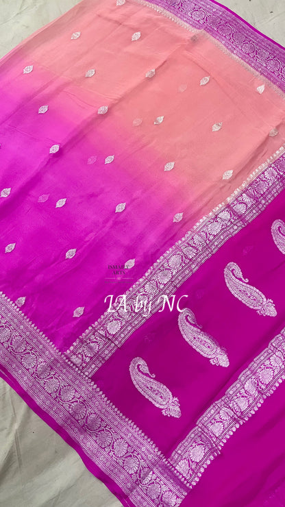 Rani Banarasi Pure Khaddi Georgette Kadwa Saree