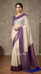 Offwhite Banarasi Pure Khaddi Georgette Saree