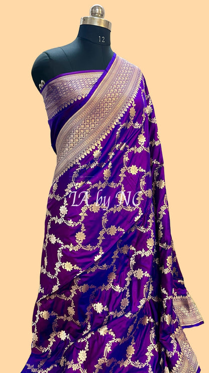 Grape Banarasi Pure Katan Silk Pattu Saree