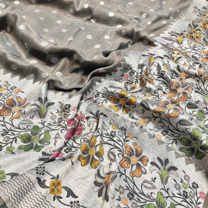Stone Banarasi Pure Khaddi Tussar  Georgette Paithani Saree