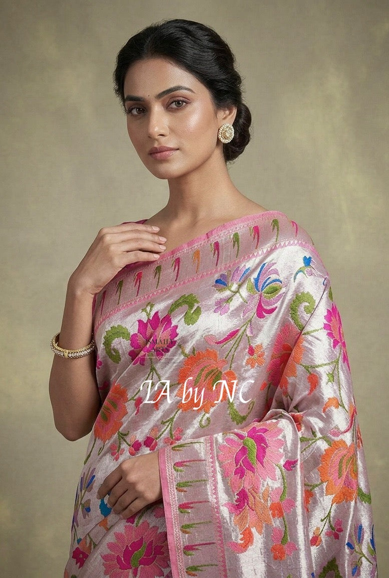 French Banarasi Pure Khaddi Tussar Georgette Brocade Saree