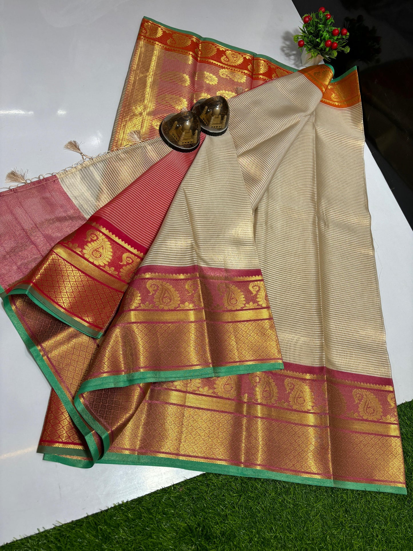 Banarasi Tissue Silk Stripes Saree