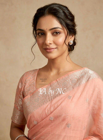 Flamingo Banarasi Pure Khaddi Georgette Kadwa Saree