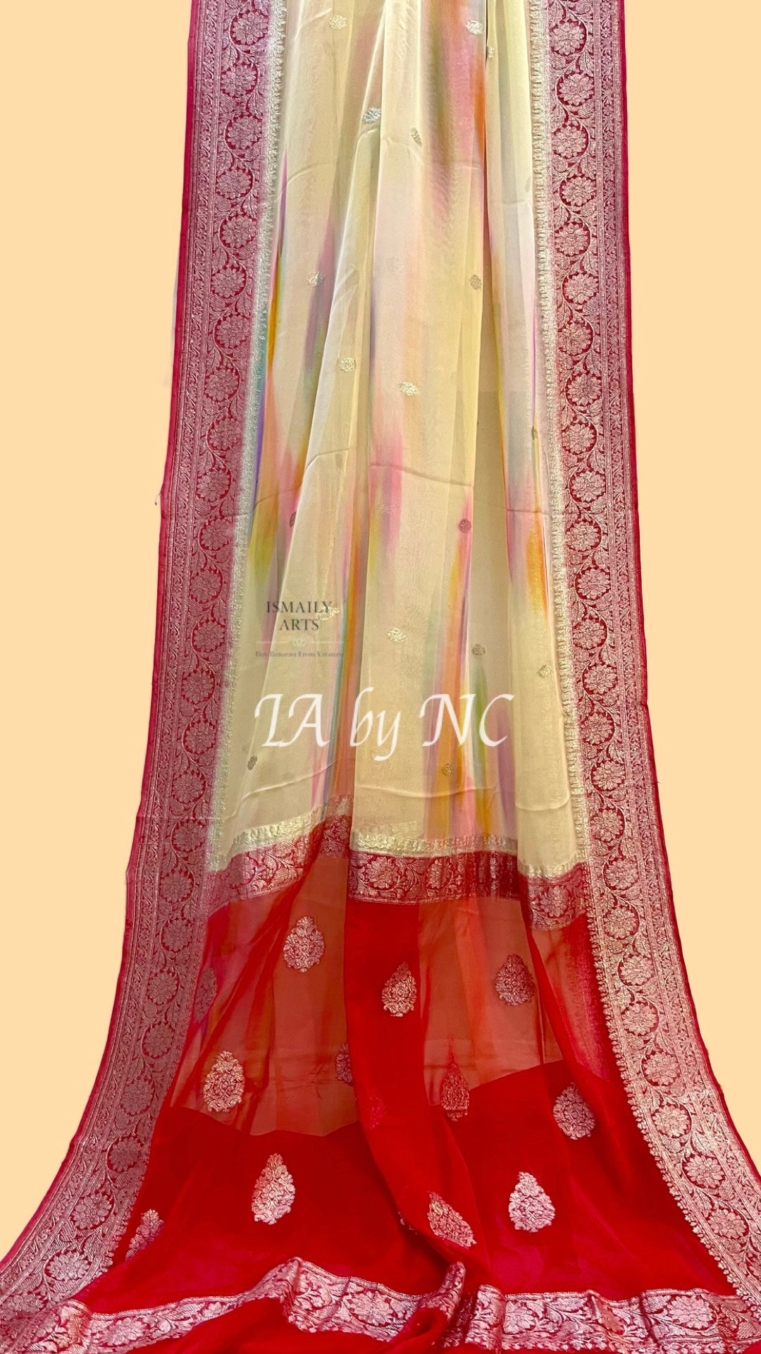 Crimson Banarasi Pure Khaddi Georgette Kadwa Saree