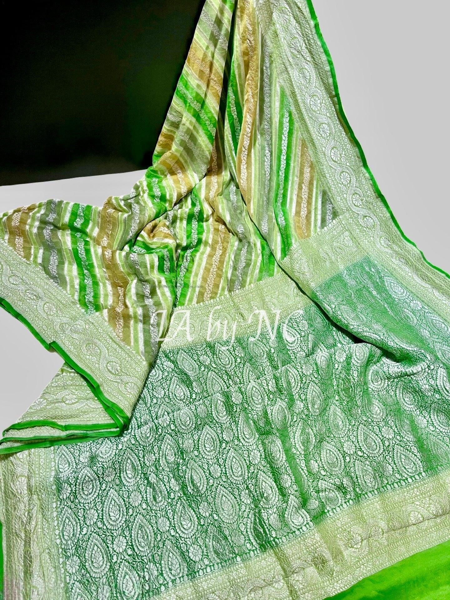 Pista Banarasi Pure Khaddi Georgette Saree