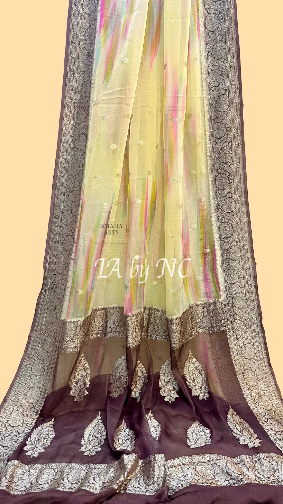 Chestnut Banarasi Pure Khaddi Georgette Kadwa Saree