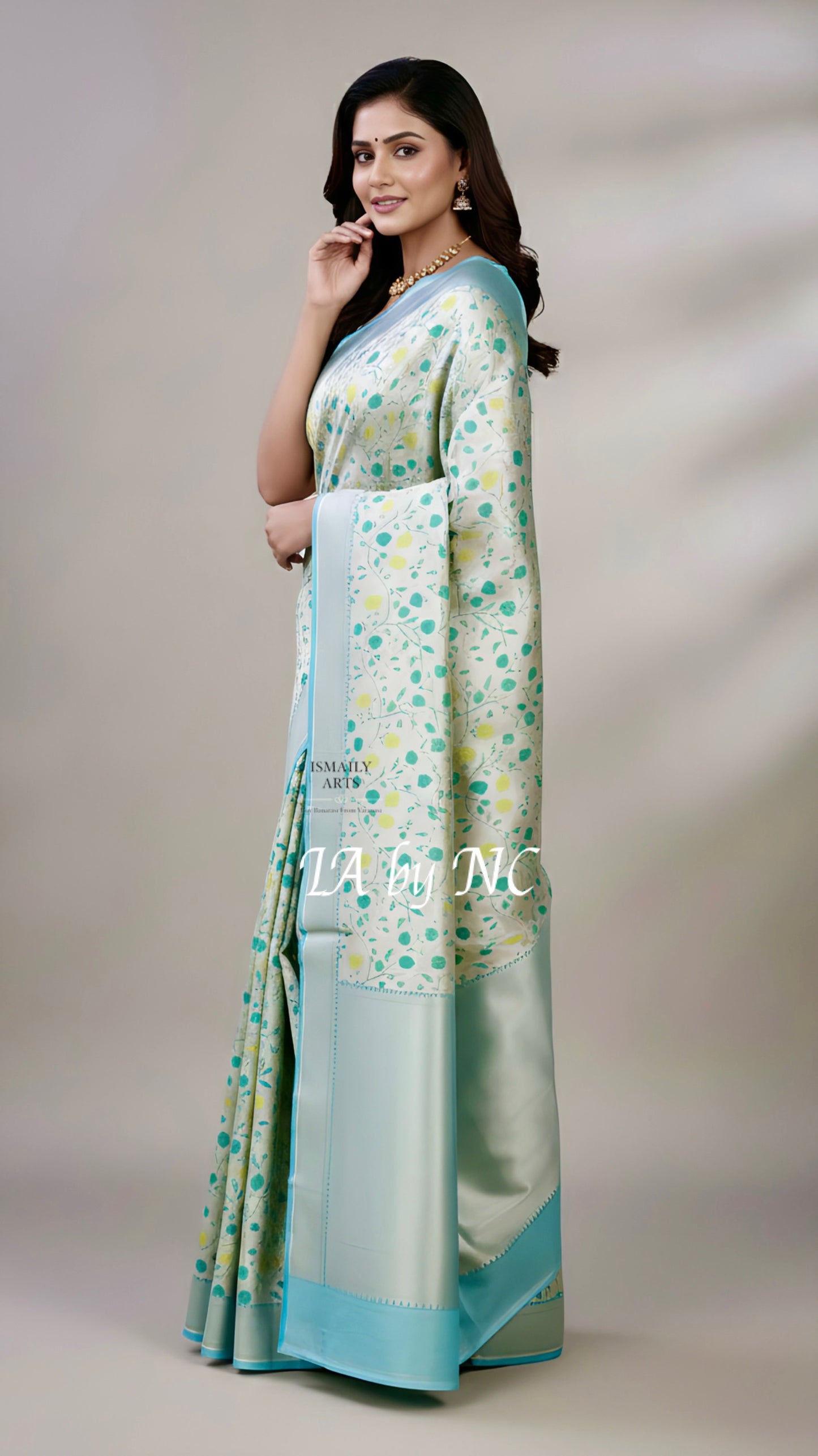 Turquoise Banarasi Pure Khaddi Tussar Georgette Brocade Saree