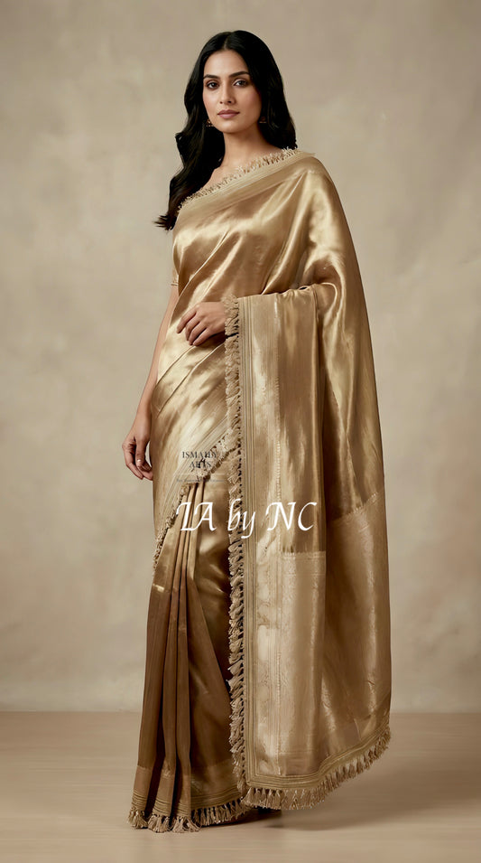 Walnut Banarasi Pure Tissue Silk Saree