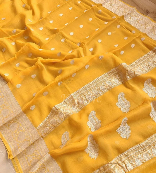 Tuscany Banarasi Pure Khaddi Georgette Kadwa Saree