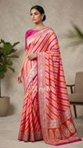 Brick Banarasi Pure Chiffon Georgette Saree