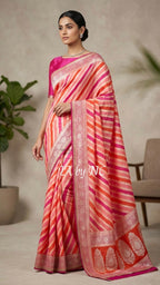 Brick Banarasi Pure Chiffon Georgette Saree