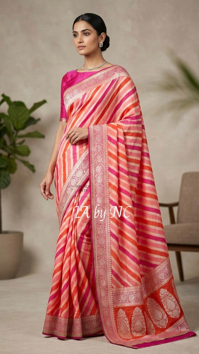 Brick Banarasi Pure Chiffon Georgette Saree