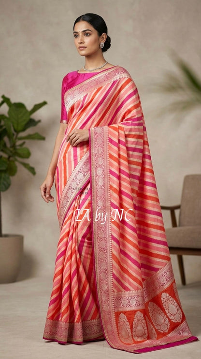 Brick Banarasi Pure Chiffon Georgette Saree