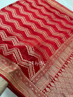 Crimson Banarasi Pure Khaddi Georgette Saree