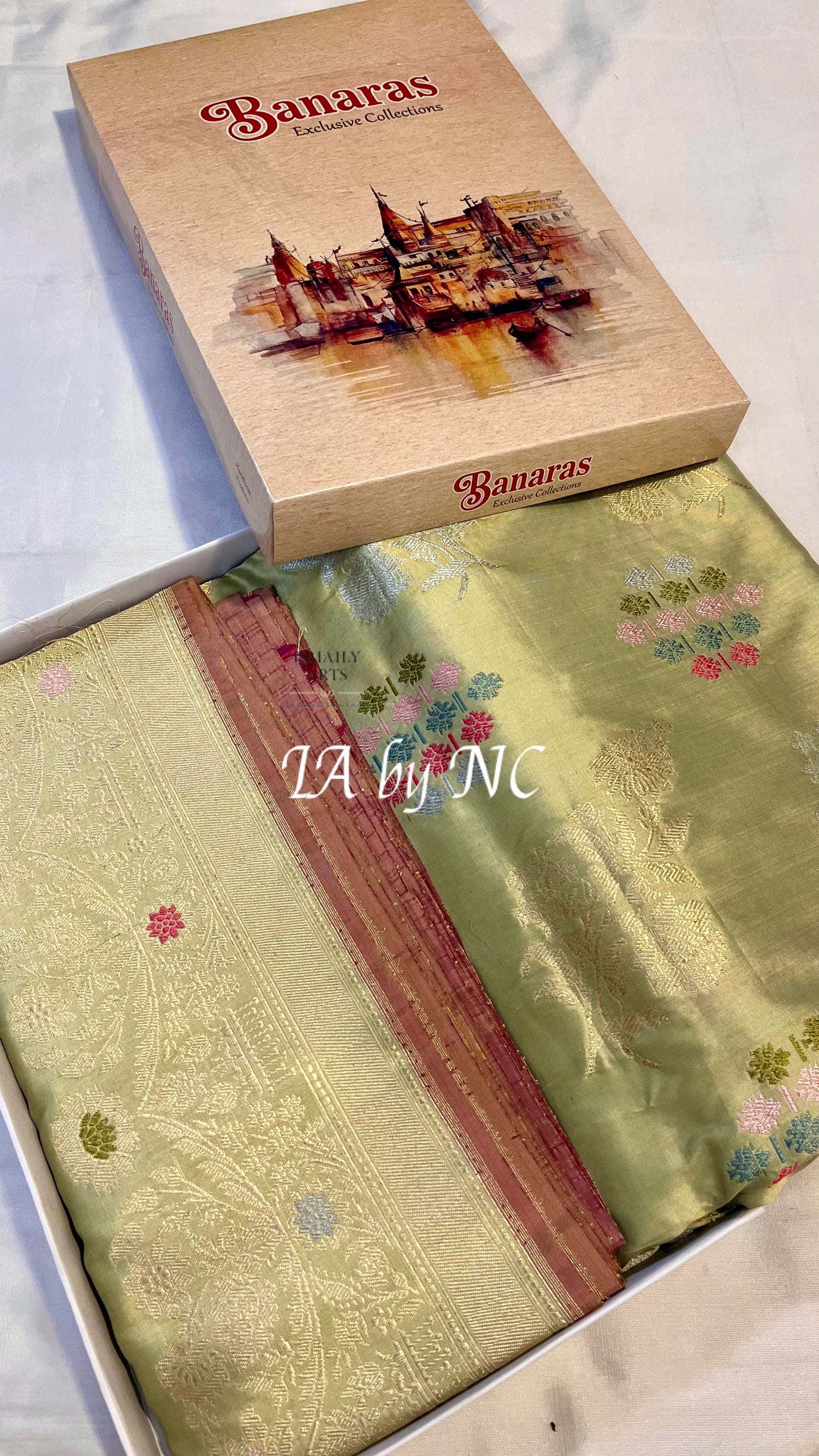 Pista Banarasi Pure Katan Silk Kadwa Pattu Saree
