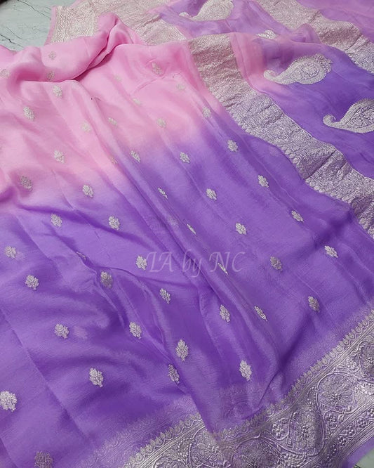 Amethyst Banarasi Pure Khaddi Georgette Kadwa Saree