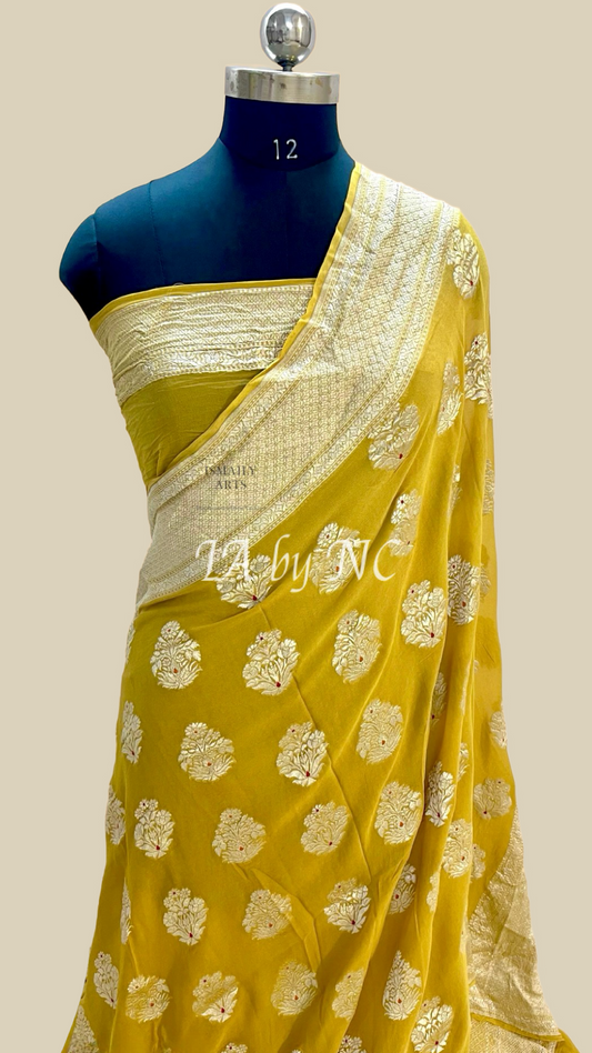 Trombone Banarasi Pure Khaddi Georgette Saree