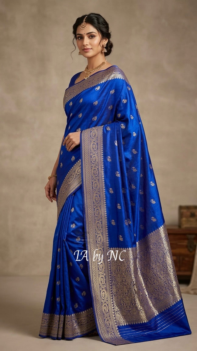 Royal Banarasi Pure Katan Silk Raw Mango Kadwa Saree