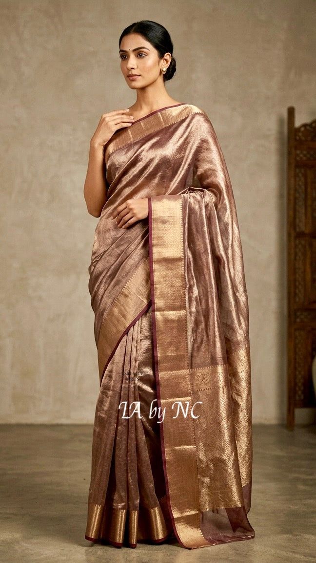 Bronze Banarasi Pure Tissue Silk Saree