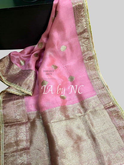 French Banarasi Pure Kora Organza Kadwa Saree