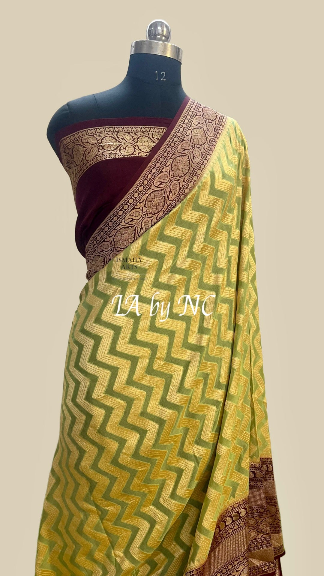 Lime Peel Banarasi Pure Khaddi Georgette Saree