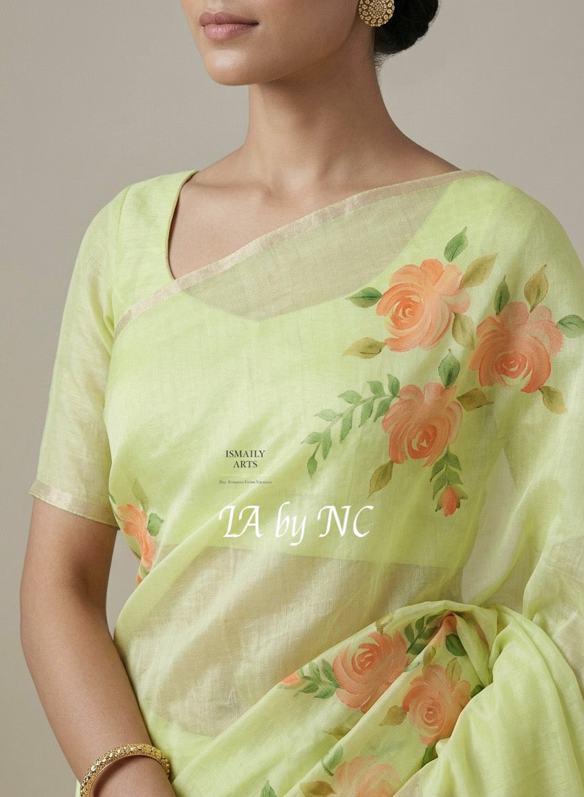 Tea Banarasi Pure Kora Organza Saree