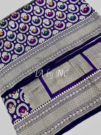 Grape Banarasi Pure Katan Silk Meenakari Pattu Saree