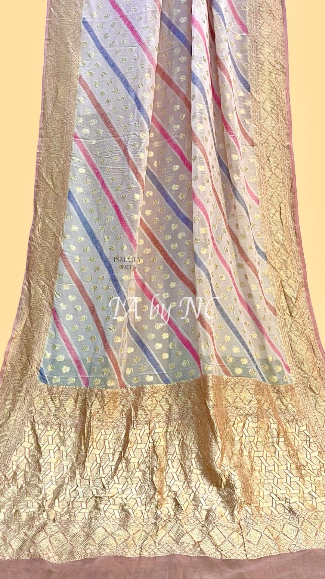 Smoky Salmon Banarasi Pure Khaddi Georgette Saree