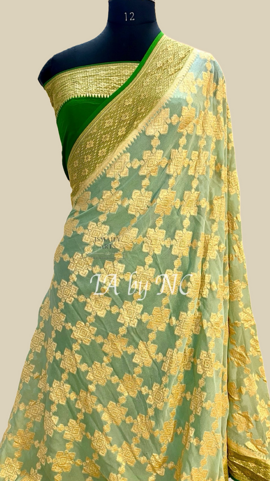 Tea Banarasi Pure Khaddi Georgette Saree