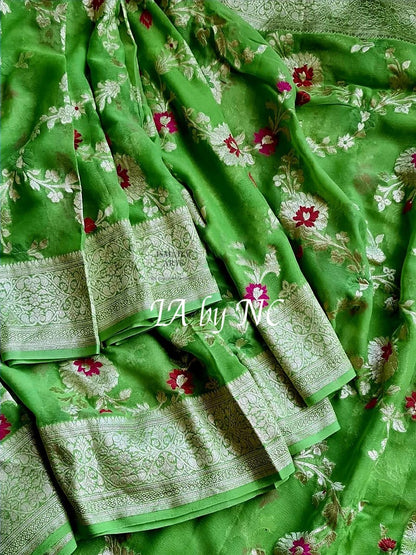 Forest Banarasi Pure Khaddi Georgette Meenakari Saree