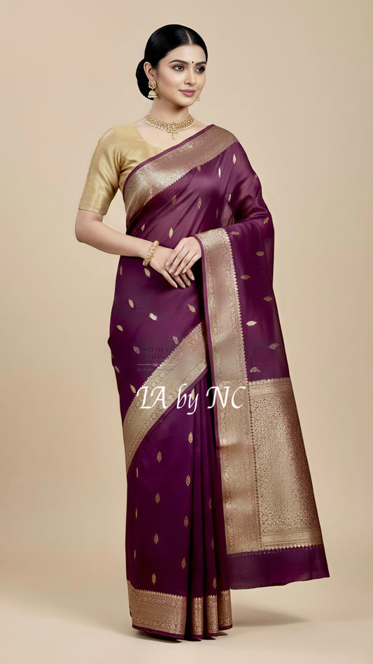 Byzantine Banarasi Pure Kora Silk Kadwa Saree