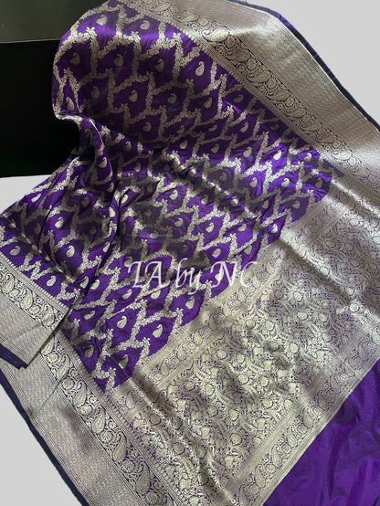 Grape Banarasi Pure Katan Silk Pattu Saree