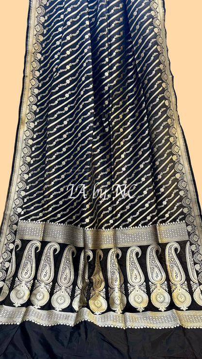 Black Banarasi Pure Katan Silk Pattu Saree