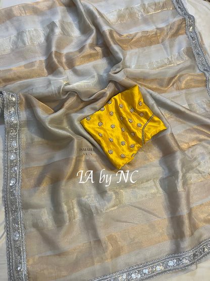 Ivory Banarasi Pure Tissue Silk Saree