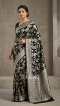 Black Banarasi Pure Chiffon Georgette Saree
