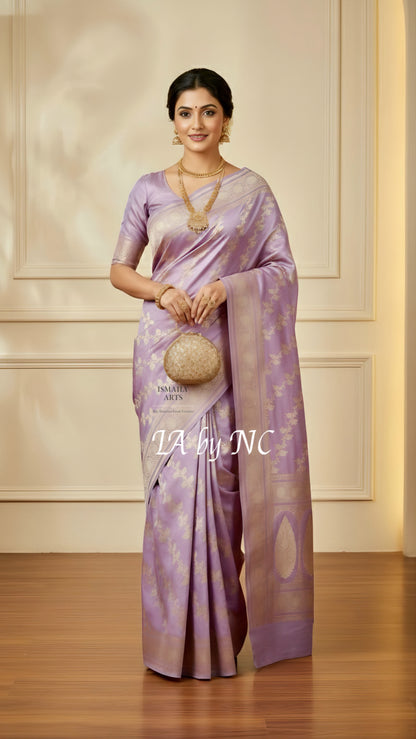 Mauve Banarasi Mashru Katan Silk Saree
