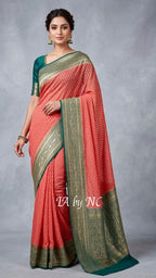 Scarlet Banarasi Pure Khaddi Georgette Saree