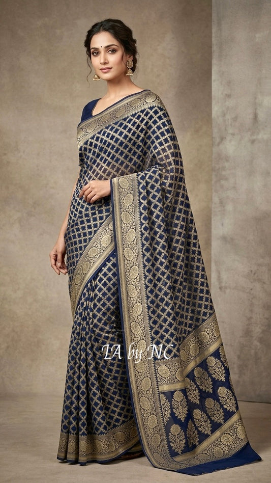 German Banarasi Pure Khaddi Georgette Saree