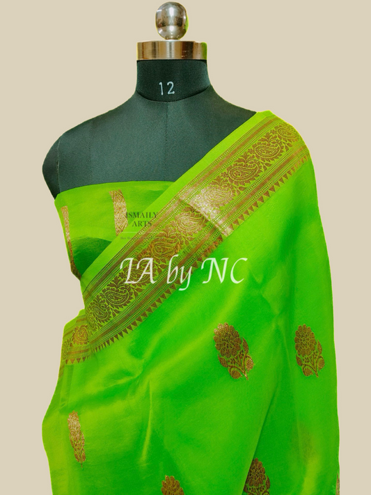 Kelly Banarasi Pure Kora Organza Kadwa Saree