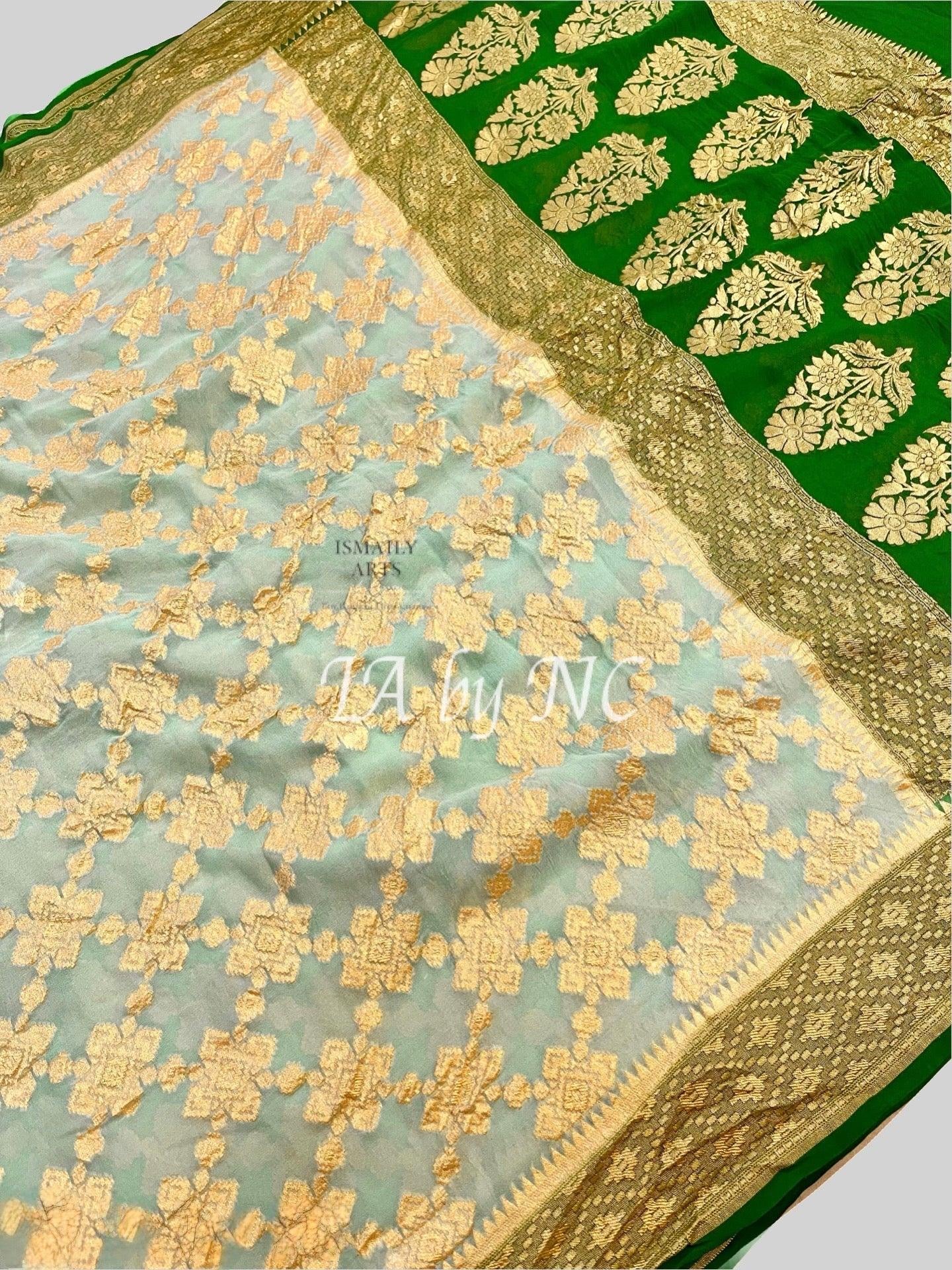 Tea Banarasi Pure Khaddi Georgette Saree