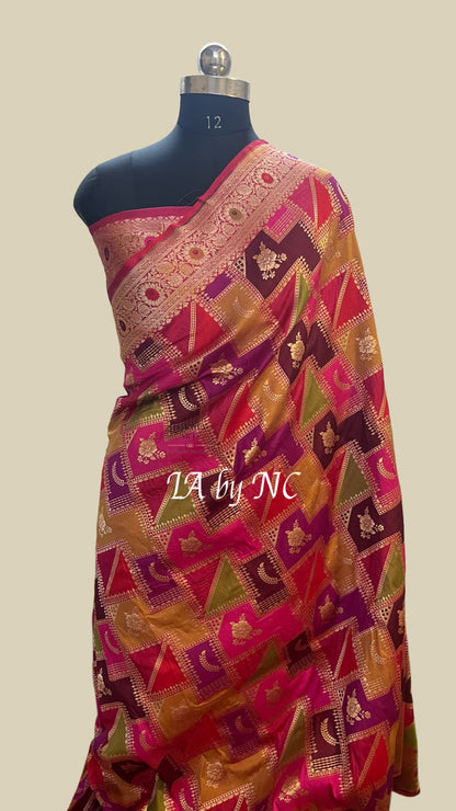 Mulberry Banarasi Pure Katan Silk Tilfi Meenakari Rangkat Saree