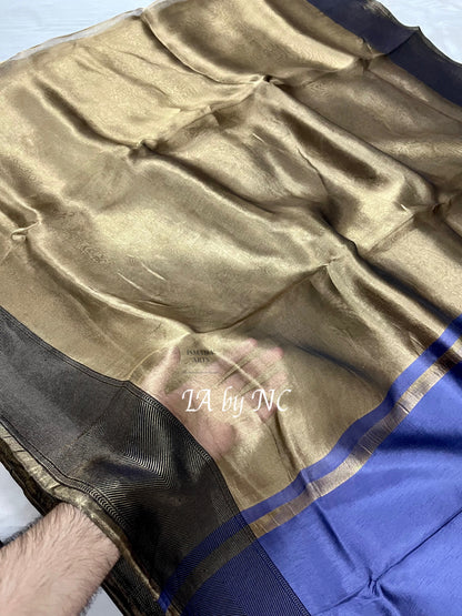 Navy Banarasi Pure Tissue Silk Saree
