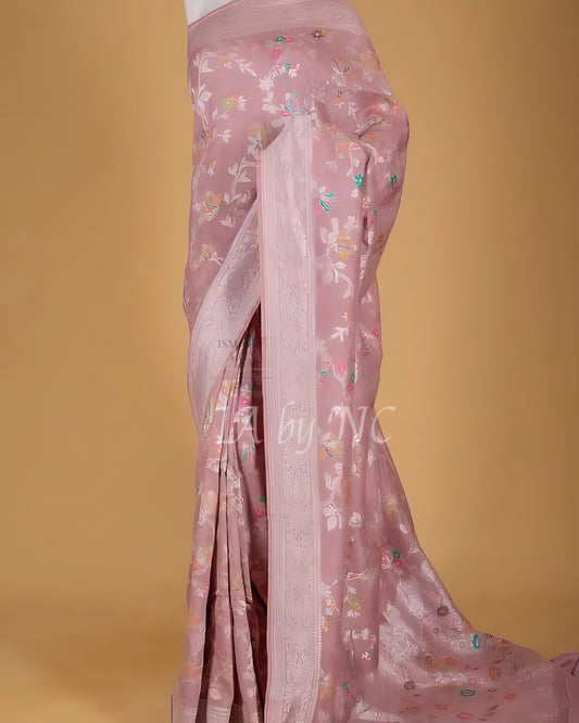 Thulian Banarasi Pure Khaddi Tussar Georgette Meenakari Saree