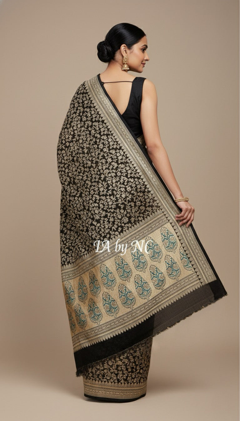 Black Banarasi Pure Khaddi Georgette Saree