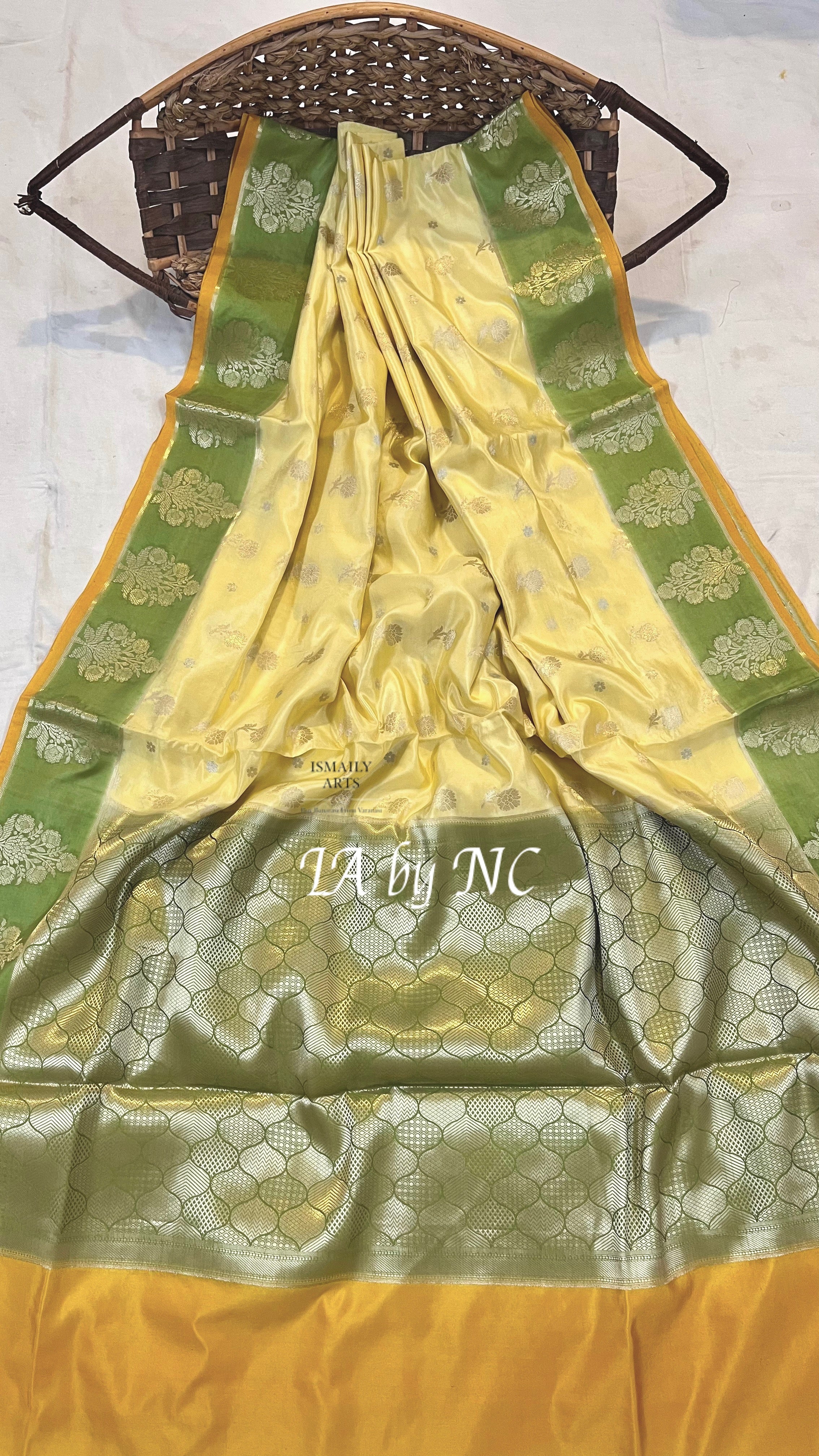 Bumblebee Banarasi Pure Katan Silk Raw Mango Saree