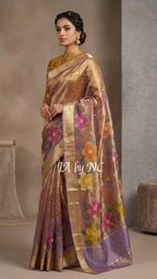 Grape Banarasi Pure Tissue Silk Saree