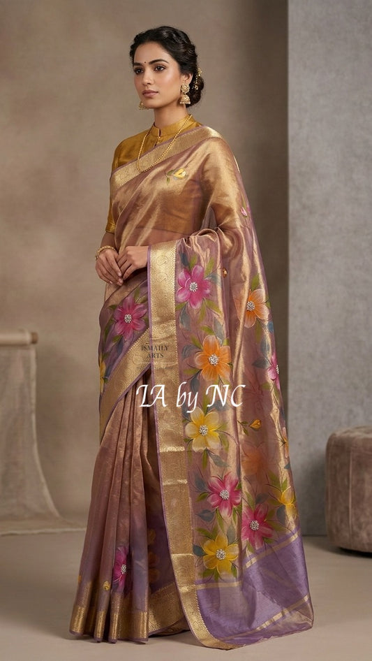 Grape Banarasi Pure Tissue Silk Saree