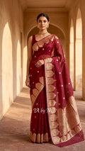 Barn Banarasi Pure Kora Silk Kadwa Saree